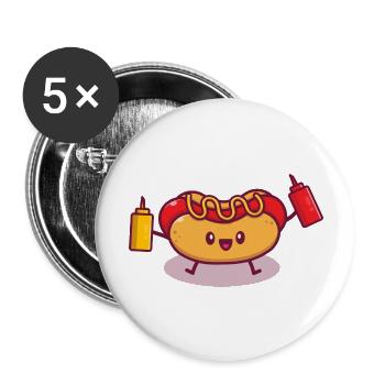 Cut Hot Dog Holding Mustard And Sauce - Buttons large 2.2'' (5-pack) - white