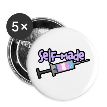 Self Made Trans Flag - Buttons large 2.2'' (5-pack) - white