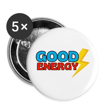 GOOD ENERGY- Flash Of Lightning Yellow - Buttons large 2.2'' (5-pack) - white