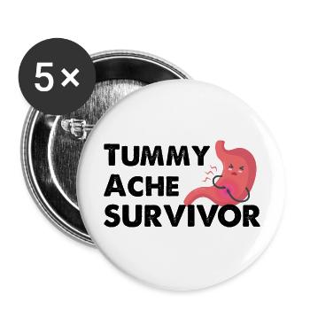 Tummy Ache Survivor stars - Buttons large 2.2'' (5-pack) - white