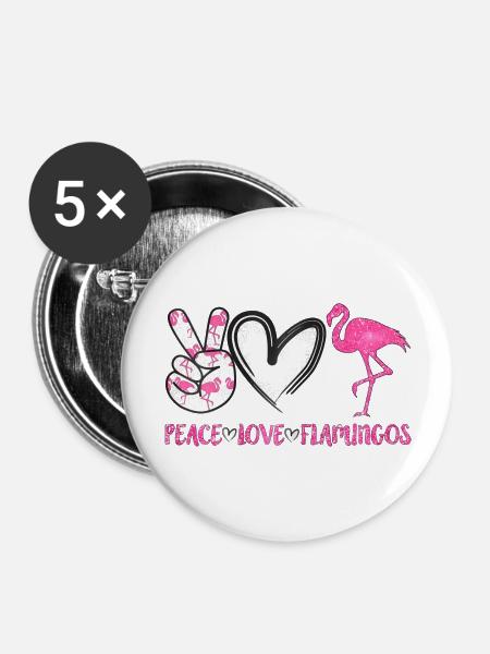 Peace Love Flamingos Funny Flamingo Love Women - Buttons large 2.2'' (5-pack) - white
