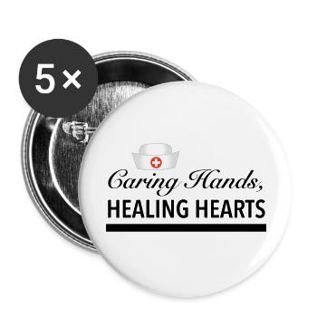 Caring Hands, Healing Hearts - Buttons large 2.2'' (5-pack) - white
