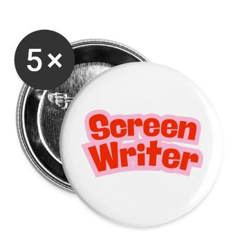 Screen Writer Red Text with Pink Border - Buttons large 2.2'' (5-pack) - white