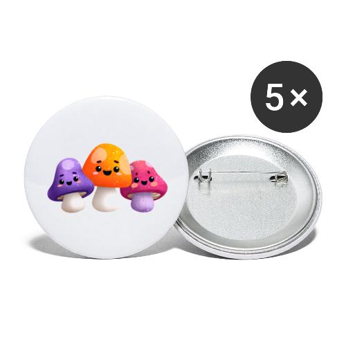 Colorful Mushroom Companions - Buttons large 2.2'' (5-pack)