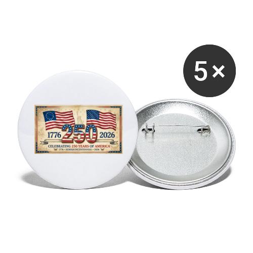 USA 250th Anniversary Flags Emblem - Buttons large 2.2'' (5-pack)