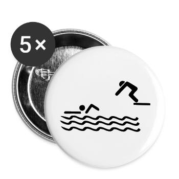 Swimming, swimmer, lifeguard - Buttons large 2.2'' (5-pack) - white