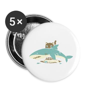 Cat Shark Funny Cat - Buttons large 2.2'' (5-pack) - white