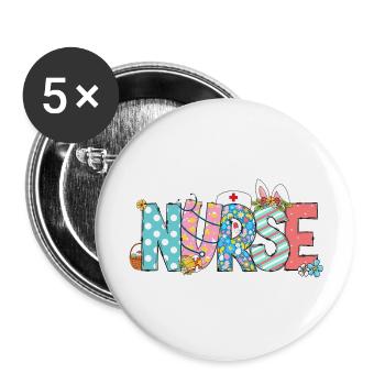 Easter Nurse With Stethoscope And Easter Eggs - Buttons large 2.2'' (5-pack) - white