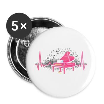 Classical Music Musician Pianist Heartbeat Piano - Buttons large 2.2'' (5-pack) - white