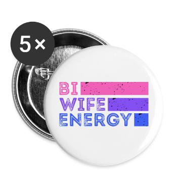 Bi Wife Energy - Buttons large 2.2'' (5-pack) - white