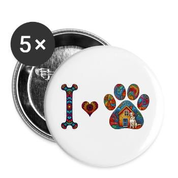 Mandala Paw Print - Buttons large 2.2'' (5-pack) - white