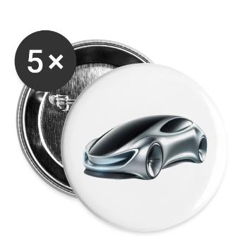 Silver and Black Futuristic Car - Buttons large 2.2'' (5-pack) - white