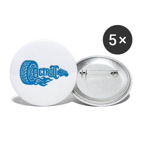 The D® - Detroit Wheel Guitar with Flames Bl Slvr - Buttons large 2.2'' (5-pack)