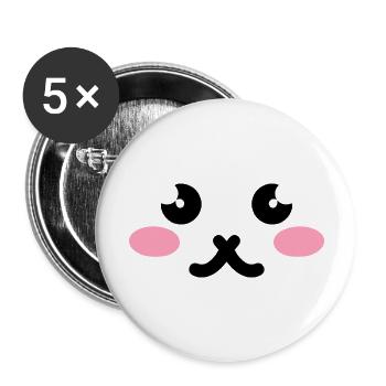 Cute Cat Face - Buttons large 2.2'' (5-pack) - white