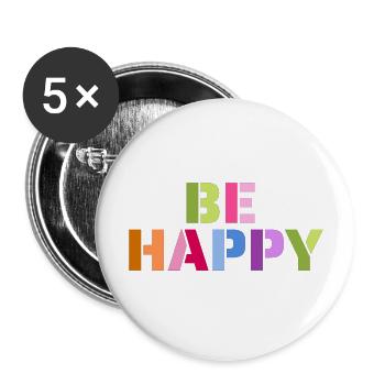 Be Happy - Buttons large 2.2'' (5-pack) - white