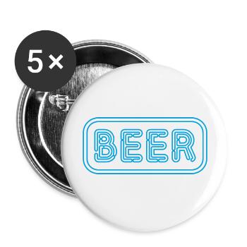 Beer Blue Neon Bar Sign - Buttons large 2.2'' (5-pack) - white