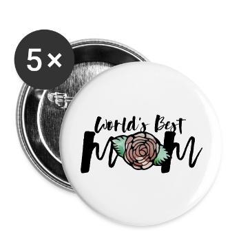 World s Best Mom - Buttons large 2.2'' (5-pack) - white