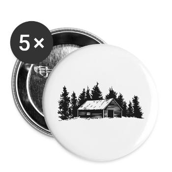 Rustic Cabin In The Pines Woods Vector One Color - Buttons large 2.2'' (5-pack) - white