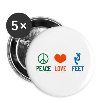 Peace Love Feet for Cute Feet Lovers - Buttons large 2.2'' (5-pack) - white