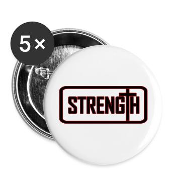 Christian Religious Clothing Strength Premium - Buttons large 2.2'' (5-pack) - white