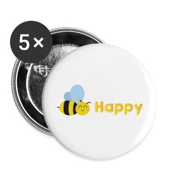 Be Happy - Buttons large 2.2'' (5-pack) - white
