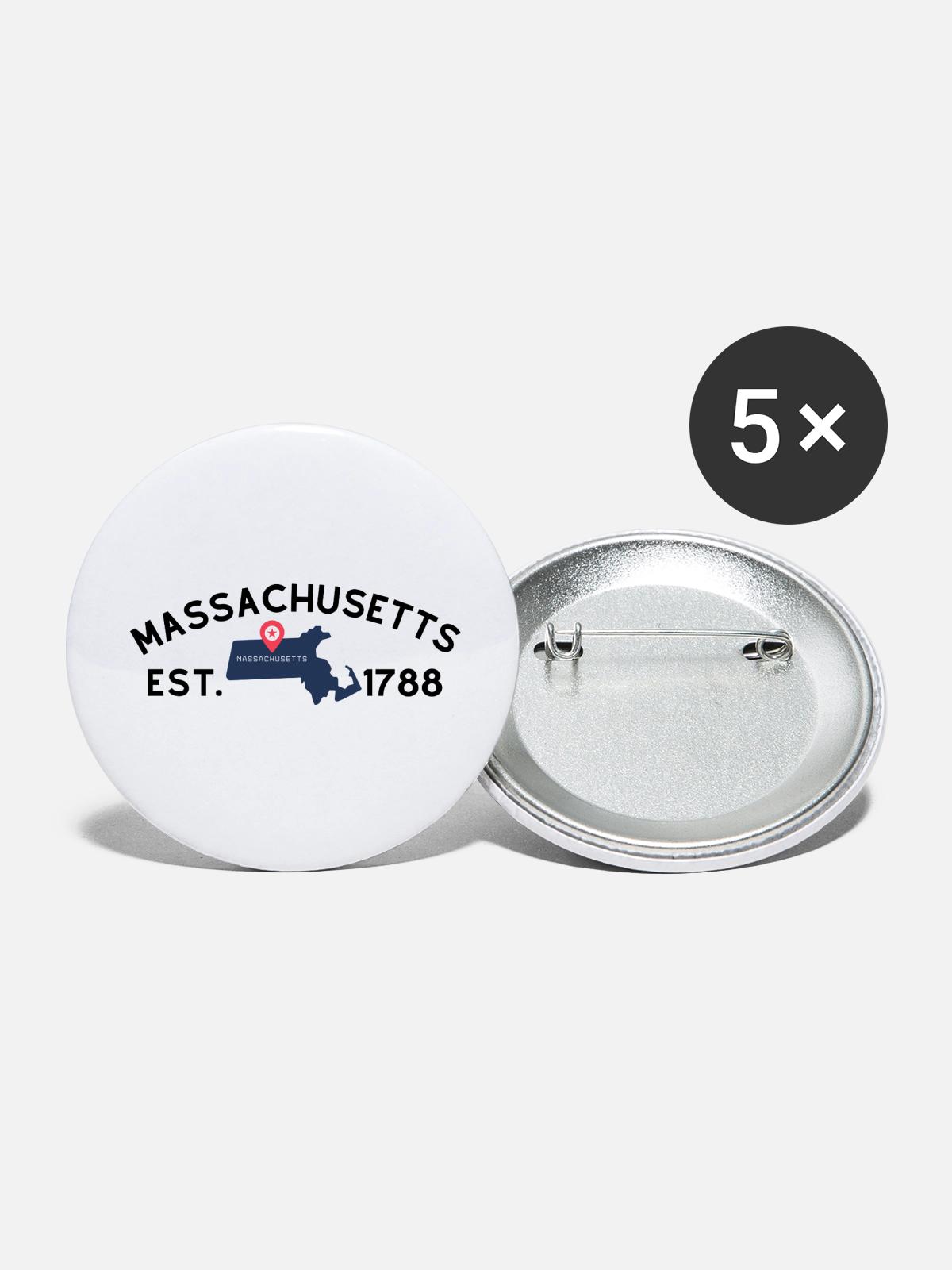 Massachusetts - Buttons large 2.2'' (5-pack) - white