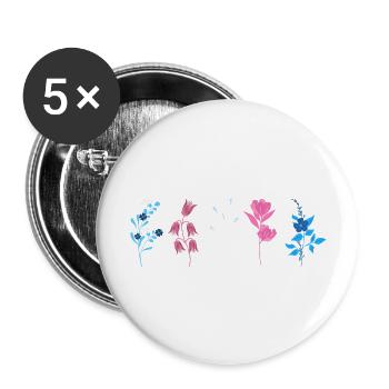 Floral Trans Flowers. Transgender Pride. - Buttons large 2.2'' (5-pack) - white