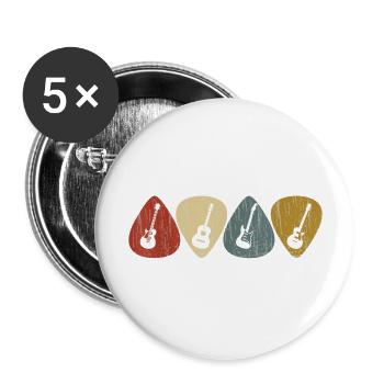Retro Vintage Guitar - Buttons large 2.2'' (5-pack) - white