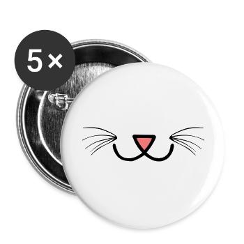 Cat Face Mask Mask 2 1 - Buttons large 2.2'' (5-pack) - white