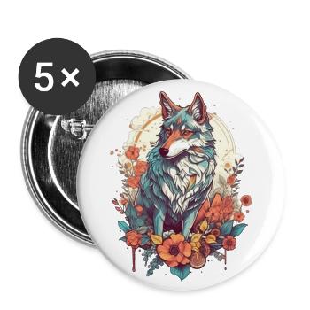Colorful Wolf - Buttons large 2.2'' (5-pack) - white
