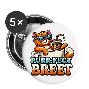 Purr fect Coffee Vibes - Buttons large 2.2'' (5-pack) - white