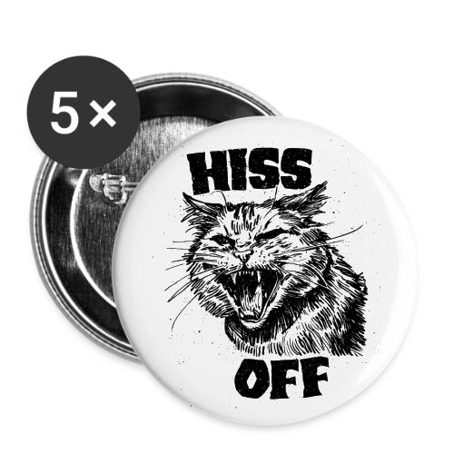 Hiss Off - Angry Cat Shirt - Black Ink - Buttons large 2.2'' (5-pack)