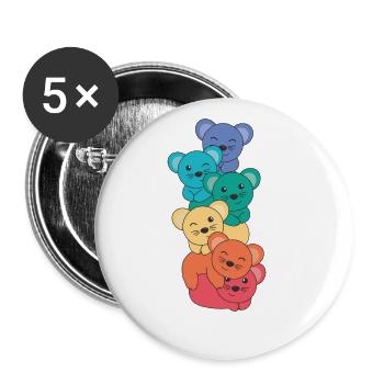 Rainbow Mouse Cute Colorful Mouse For Kids - Buttons large 2.2'' (5-pack) - white