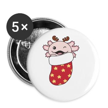 Axolotl Christmas Sock Winter Animals Axolotl - Buttons large 2.2'' (5-pack) - white
