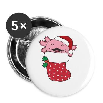 Axolotl Christmas Sock Winter Animals Axolotl - Buttons large 2.2'' (5-pack) - white