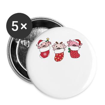 Axolotl Christmas Sock Winter Animals Axolotl - Buttons large 2.2'' (5-pack) - white