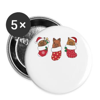 Cute Capybaras In Christmas Sock For Christmas - Buttons large 2.2'' (5-pack) - white