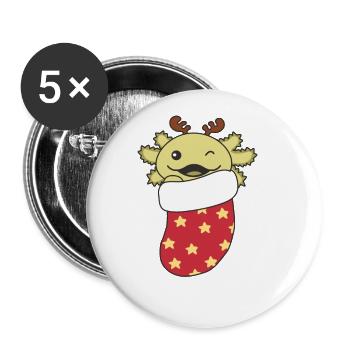 Cute Axolotls In Christmas Sock For Christmas - Buttons large 2.2'' (5-pack) - white