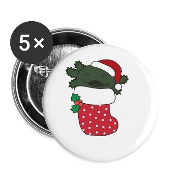 Cute Axolotls In Christmas Sock For Christmas - Buttons large 2.2'' (5-pack) - white
