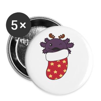 Cute Axolotls In Christmas Sock For Christmas - Buttons large 2.2'' (5-pack) - white
