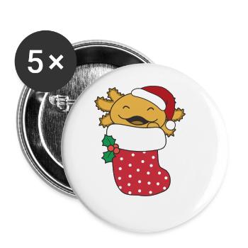 Cute Axolotls In Christmas Sock For Christmas - Buttons large 2.2'' (5-pack) - white