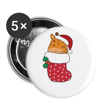 Cute Giraffes In Christmas Sock For Christmas - Buttons large 2.2'' (5-pack) - white