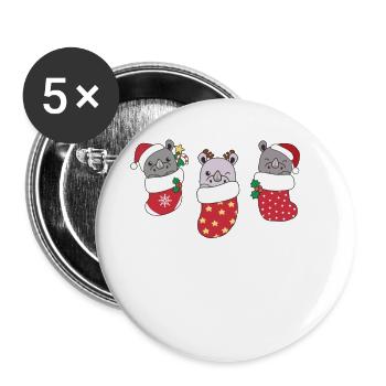 Cute Rhinos In Christmas Sock For Christmas - Buttons large 2.2'' (5-pack) - white