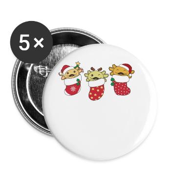 Cute Axolotls In Christmas Sock For Christmas - Buttons large 2.2'' (5-pack) - white