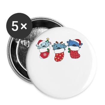 Cute Axolotls In Christmas Sock For Christmas - Buttons large 2.2'' (5-pack) - white