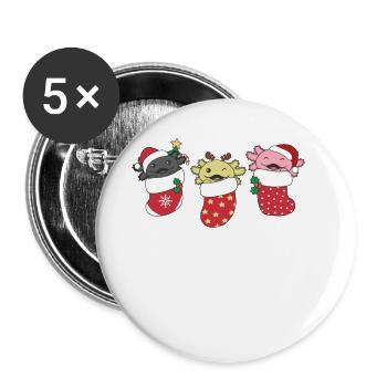 Cute Axolotls In Christmas Sock For Christmas - Buttons large 2.2'' (5-pack) - white