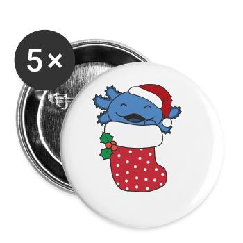 Cute Axolotls In Christmas Sock For Christmas - Buttons large 2.2'' (5-pack) - white