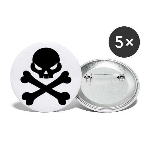 Black Skull And Crossbones - Buttons large 2.2'' (5-pack)