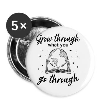 Grow Through What You Go Through Book Lovers - Buttons large 2.2'' (5-pack) - white