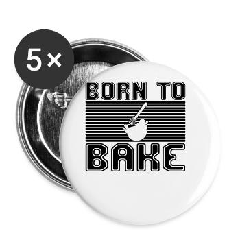 born to bake - Buttons large 2.2'' (5-pack) - white